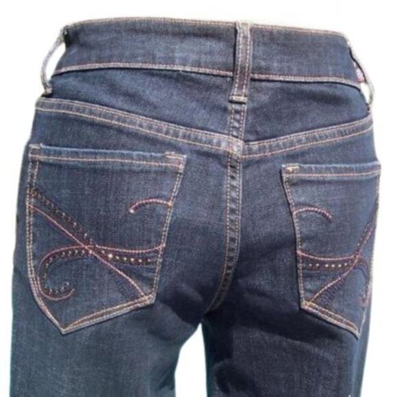 Cache Blue Denim Metallic Embroidery Embellished Jean Pant Crop Stretch $88 NWT - Picture 1 of 4